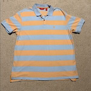 Izod Blue and Orange Striped Polo Shirt size large